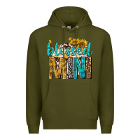 Army Green blessed mini with sunflowers Premium Hoodie - texasbilliewilder