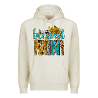 Oatmeal Heather blessed mini with sunflowers Premium Hoodie - texasbilliewilder