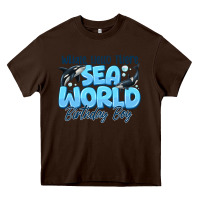 Chocolate Brown Whale Hello There Sea World Birthday Boy Heavy Core Tee - CowhideDigitalArt