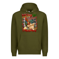 Army Green Merry Cluckin' Christmas Premium Hoodie - RanaPortraitStore