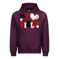Mauve Wine my heart is on that field baseball Urban Hoodie - MaliasSmallBusiness