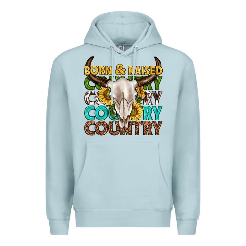 Born And Raised Country Western Premium Hoodie by texasbilliewilder | Teevron