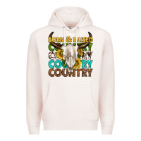 Pale Pink born and raised country western Premium Hoodie - texasbilliewilder