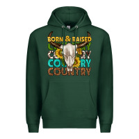 Sports Green born and raised country western Premium Hoodie - texasbilliewilder