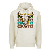 Oatmeal Heather born and raised country western Premium Hoodie - texasbilliewilder