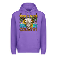 Purple born and raised country western Premium Hoodie - texasbilliewilder