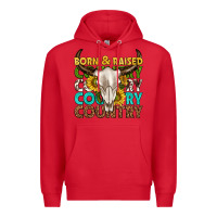 Red born and raised country western Premium Hoodie - texasbilliewilder