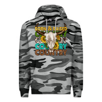 Slate Camo born and raised country western Premium Hoodie - texasbilliewilder
