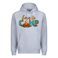 Heather Grey born to camp Premium Hoodie - texasbilliewilder