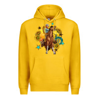 Lemon bucking horse with cowboy and sunflower Premium Hoodie - texasbilliewilder