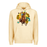 Pina Colada bucking horse with cowboy and sunflower Premium Hoodie - texasbilliewilder