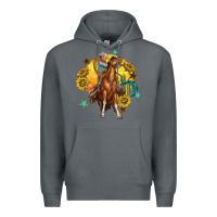 Rock bucking horse with cowboy and sunflower Premium Hoodie - texasbilliewilder