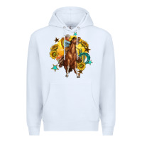 White bucking horse with cowboy and sunflower Premium Hoodie - texasbilliewilder