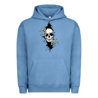 Pigment Pebble Blue skull in the wall file Urban Hoodie - MaliasSmallBusiness