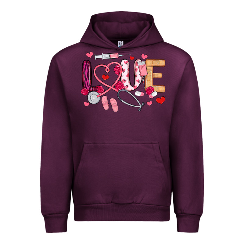 Love Nurse Valentines Day Urban Hoodie by MaliasSmallBusiness | Teevron