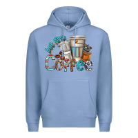 Colony Blue but first coffee Premium Hoodie - texasbilliewilder