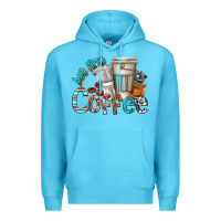 Ocean Blue but first coffee Premium Hoodie - texasbilliewilder