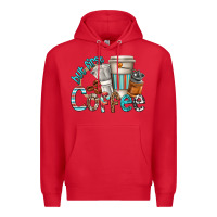 Red but first coffee Premium Hoodie - texasbilliewilder