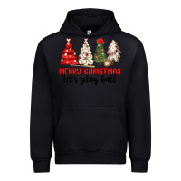 Black merry christmas let s play ball baseball Urban Hoodie - MaliasSmallBusiness