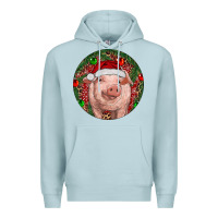Blue Mist Pig Christmas Premium Hoodie - RanaPortraitStore