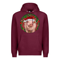 Burgundy Pig Christmas Premium Hoodie - RanaPortraitStore
