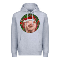 Heather Grey Pig Christmas Premium Hoodie - RanaPortraitStore