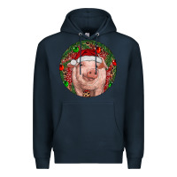 Navy Pig Christmas Premium Hoodie - RanaPortraitStore