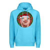 Ocean Blue Pig Christmas Premium Hoodie - RanaPortraitStore