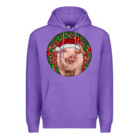 Purple Pig Christmas Premium Hoodie - RanaPortraitStore