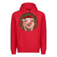 Red Pig Christmas Premium Hoodie - RanaPortraitStore