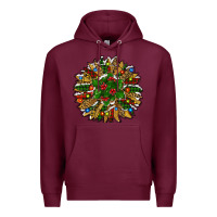 Burgundy Leopard Christmas Sunflower Premium Hoodie - RanaPortraitStore