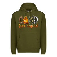Army Green camp fire legend with fire Premium Hoodie - texasbilliewilder