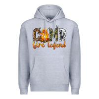 Heather Grey camp fire legend with fire Premium Hoodie - texasbilliewilder