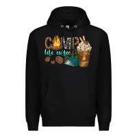 Black camp life coffee with coffee cup Premium Hoodie - texasbilliewilder