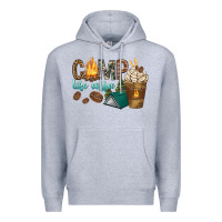 Heather Grey camp life coffee with coffee cup Premium Hoodie - texasbilliewilder
