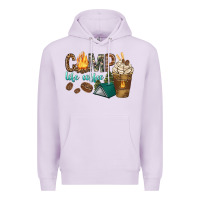 Lilac camp life coffee with coffee cup Premium Hoodie - texasbilliewilder