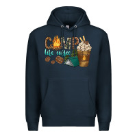 Navy camp life coffee with coffee cup Premium Hoodie - texasbilliewilder