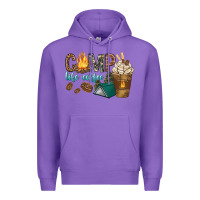 Purple camp life coffee with coffee cup Premium Hoodie - texasbilliewilder