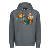 Rock camp life coffee with coffee cup Premium Hoodie - texasbilliewilder