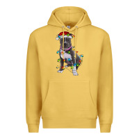 Antique Gold Pitbull With Christmas Lights Premium Hoodie - RanaPortraitStore