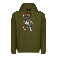 Army Green Pitbull With Christmas Lights Premium Hoodie - RanaPortraitStore