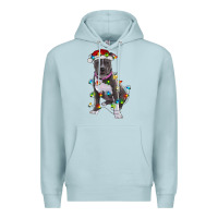 Blue Mist Pitbull With Christmas Lights Premium Hoodie - RanaPortraitStore