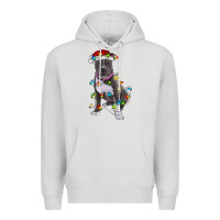 Dove Grey Pitbull With Christmas Lights Premium Hoodie - RanaPortraitStore
