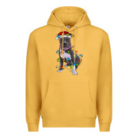 Mustard Pitbull With Christmas Lights Premium Hoodie - RanaPortraitStore