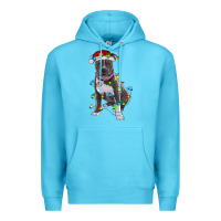 Ocean Blue Pitbull With Christmas Lights Premium Hoodie - RanaPortraitStore
