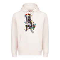 Pale Pink Pitbull With Christmas Lights Premium Hoodie - RanaPortraitStore
