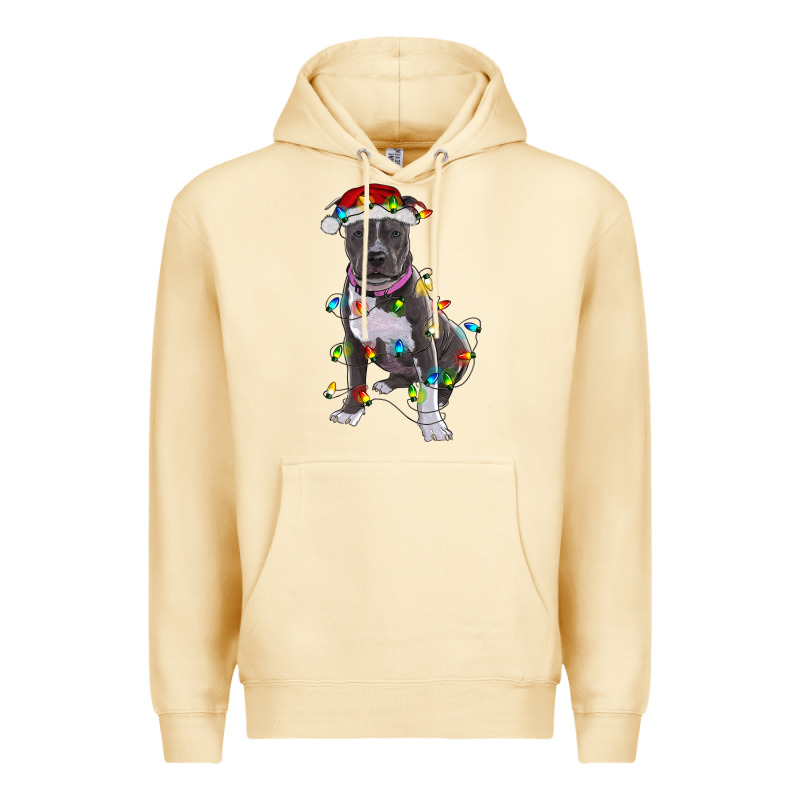 Pitbull With Christmas Lights Premium Hoodie by RanaPortraitStore | Teevron