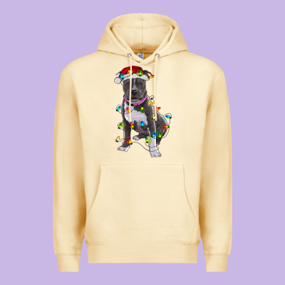 Premium Hoodie Pitbull With Christmas Lights
