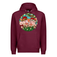 Burgundy Christmas Pigs Premium Hoodie - RanaPortraitStore