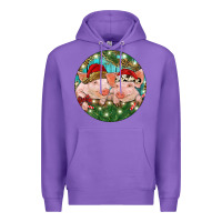 Purple Christmas Pigs Premium Hoodie - RanaPortraitStore